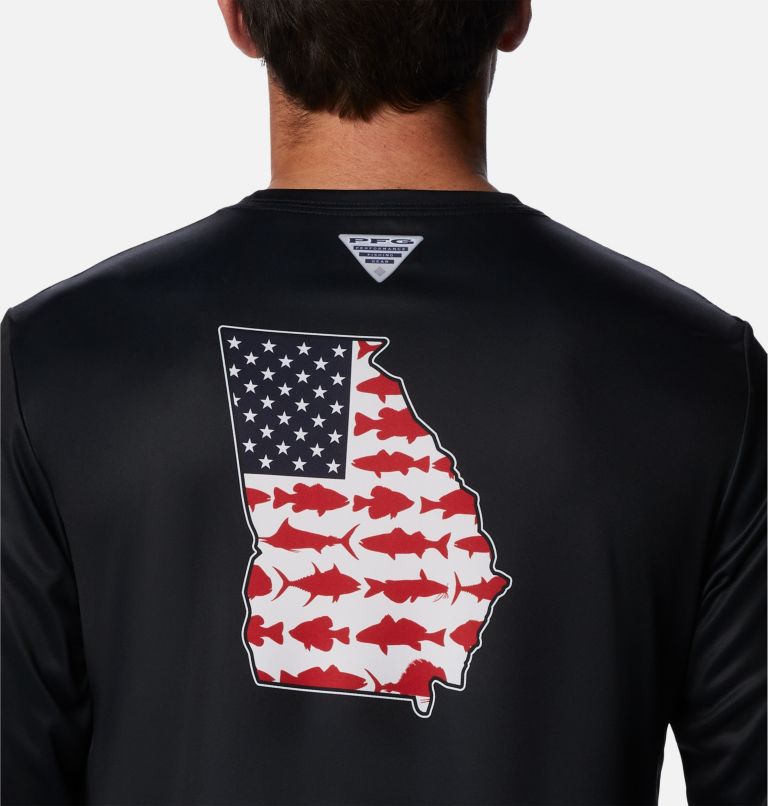 Men's PFG Terminal Tackle Statetriot Long Sleeve Shirt, Color: Black, Georgia, image 5