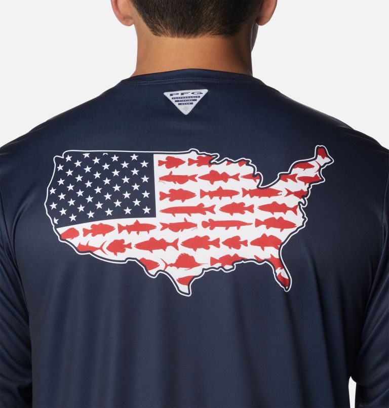 Men's PFG Terminal Tackle Statetriot Long Sleeve Shirt, Color: Collegiate Navy, USA, image 5