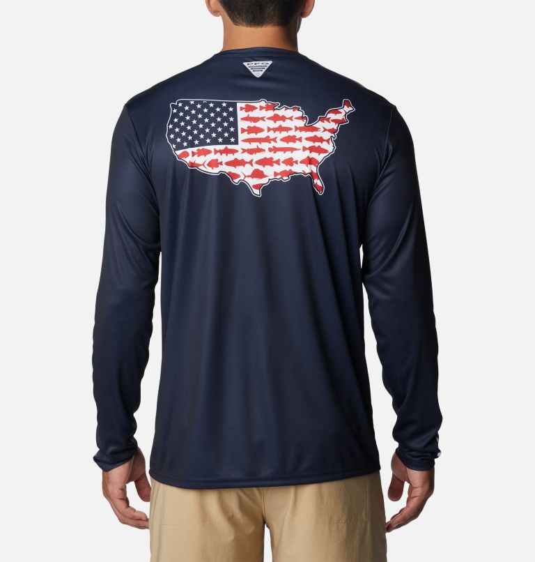 Thumbnail: Men's PFG Terminal Tackle Statetriot Long Sleeve Shirt, Color: Collegiate Navy, USA, image 1