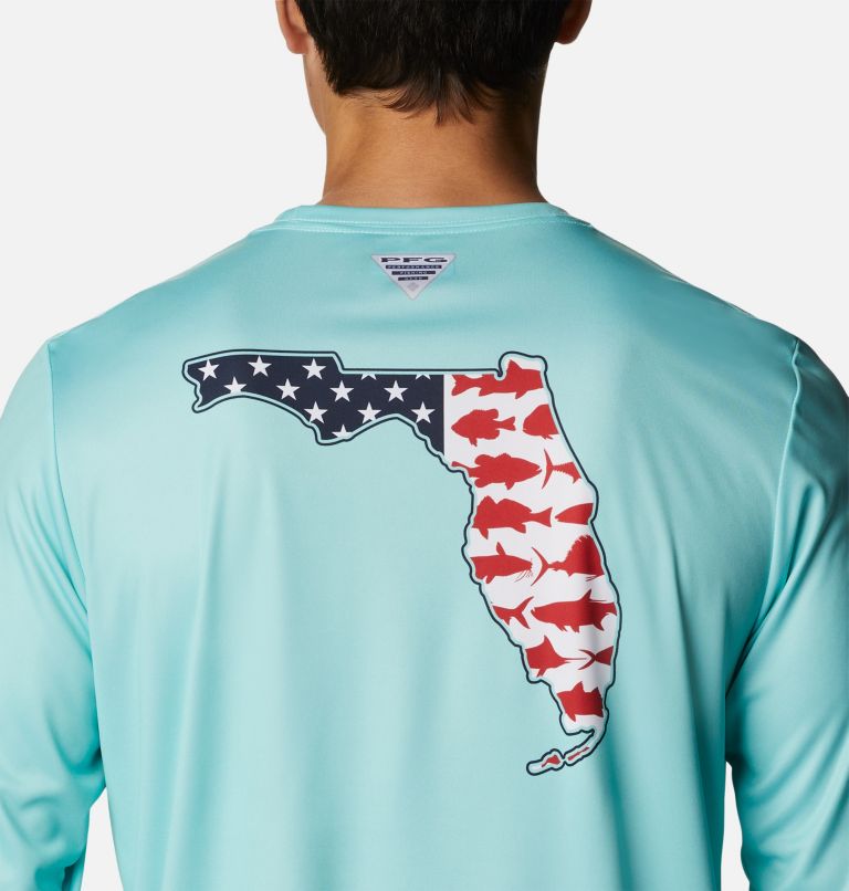 Men's PFG Terminal Tackle Statetriot Long Sleeve Shirt, Color: Gulf Stream, Florida, image 5
