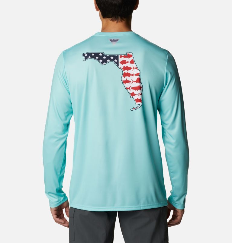 Men's PFG Terminal Tackle Statetriot Long Sleeve Shirt, Color: Gulf Stream, Florida, image 1