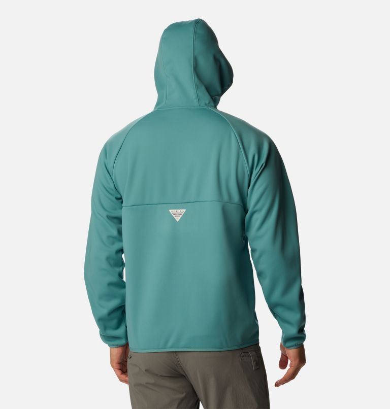 Men's PFG Terminal Stretch Softshell Hooded Jacket, Color: Tranquil Teal, image 2