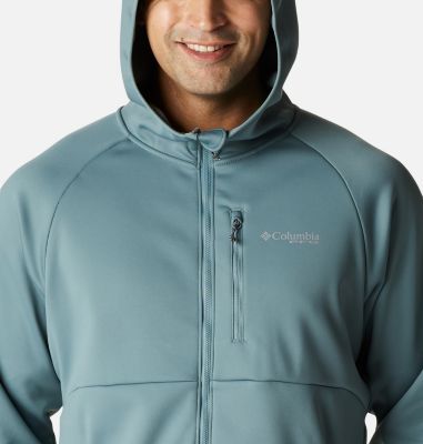 columbia softshell zip through hooded jacket