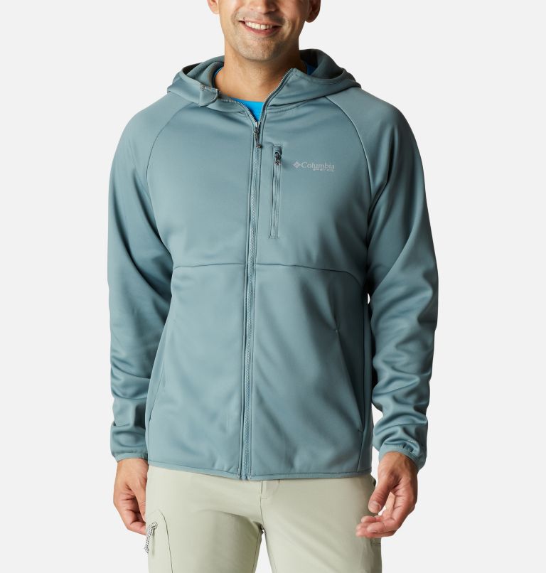 Men's PFG Terminal Stretch Softshell Hooded Jacket, Color: Metal, image 1