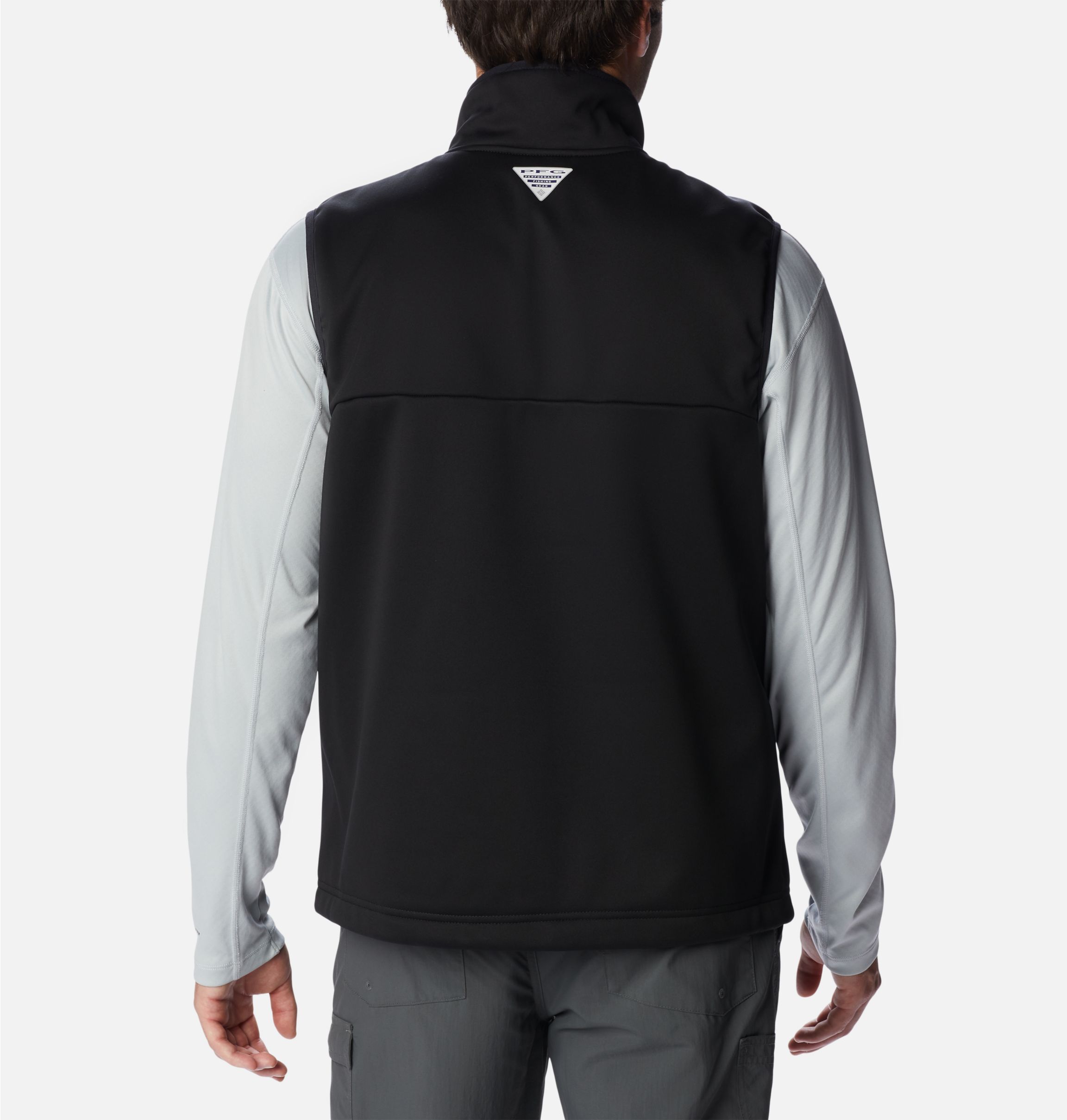 Columbia XL Beige Performance Gear Fishing Vest Zip Pockets Neoprene  Neckline