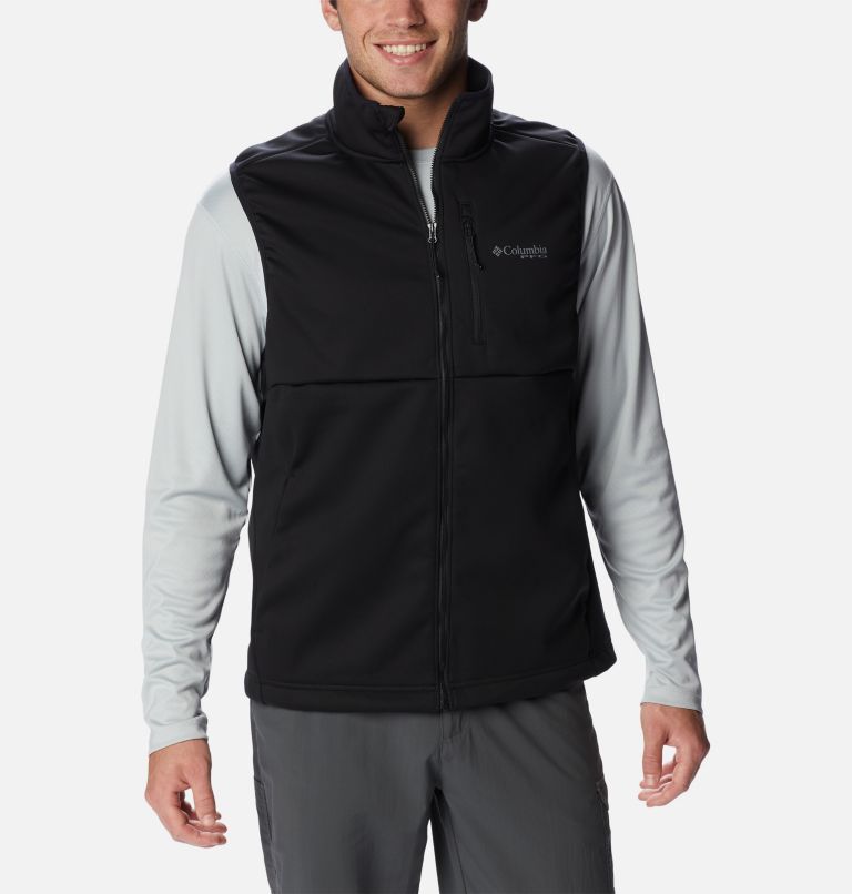 Thumbnail: Men's PFG Terminal Stretch Softshell Vest, Color: Black, image 1