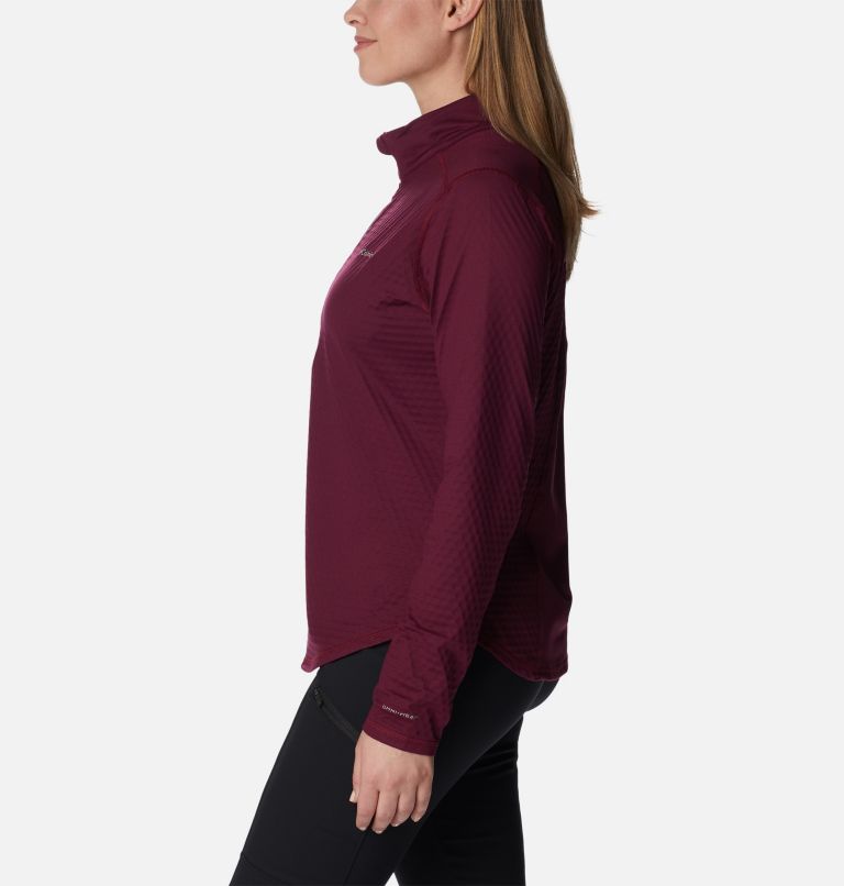 T-shirt Technique Demi-Zip Manches Longues W Bliss Ascent Femme, Color: Marionberry, image 3