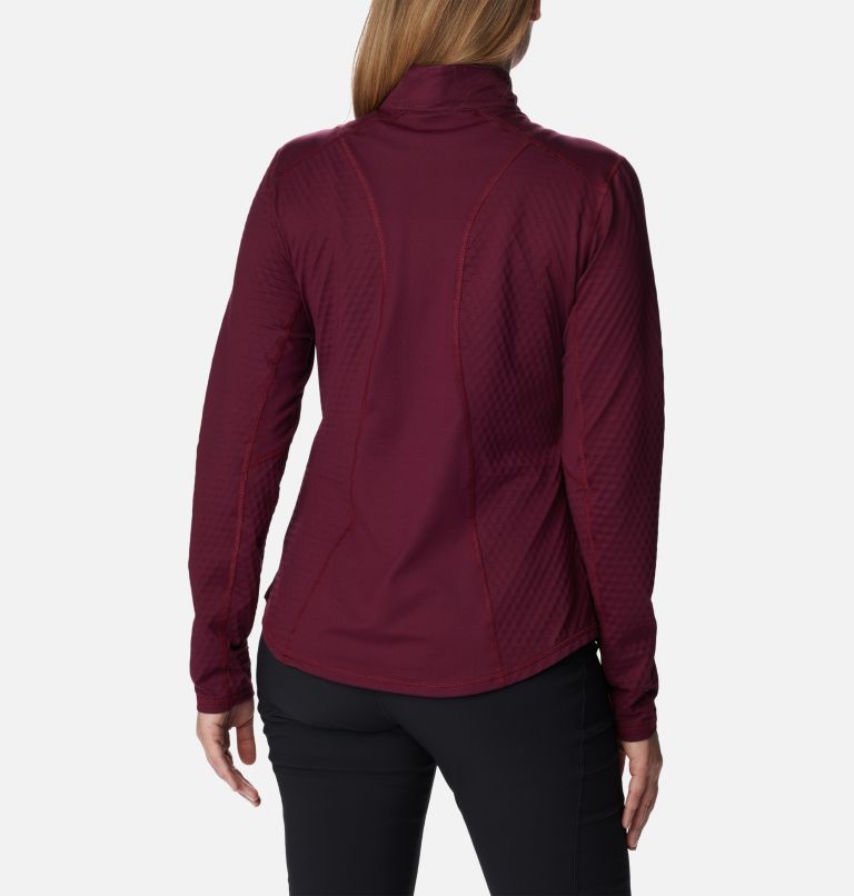 Thumbnail: Women's W Bliss Ascent Half Zip Long Sleeve Technical T-shirt, Color: Marionberry, image 2