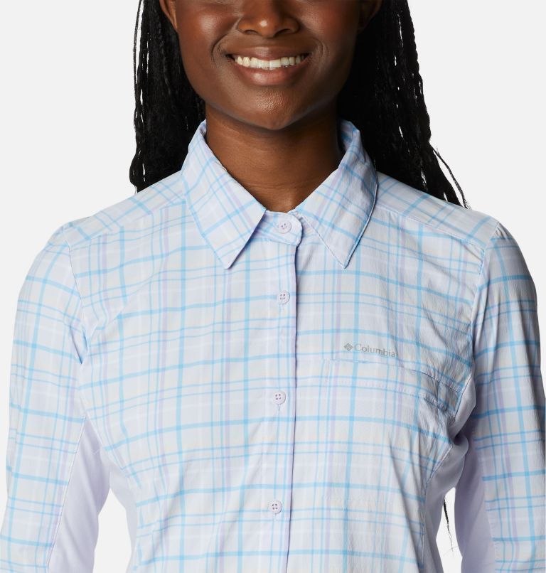 Women's Claudia Ridge Long Sleeve Shirt, Color: Purple Tint, Open Field Plaid, image 4
