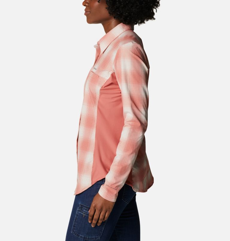 Women's Claudia Ridge Long Sleeve Shirt, Color: Dark Coral Soft Ombre, image 3