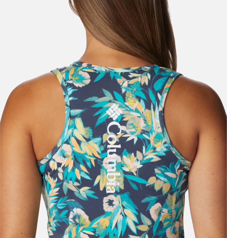 Women's Hike Performance Tank, Color: Bright Aqua Wisterian, White Logo, image 5