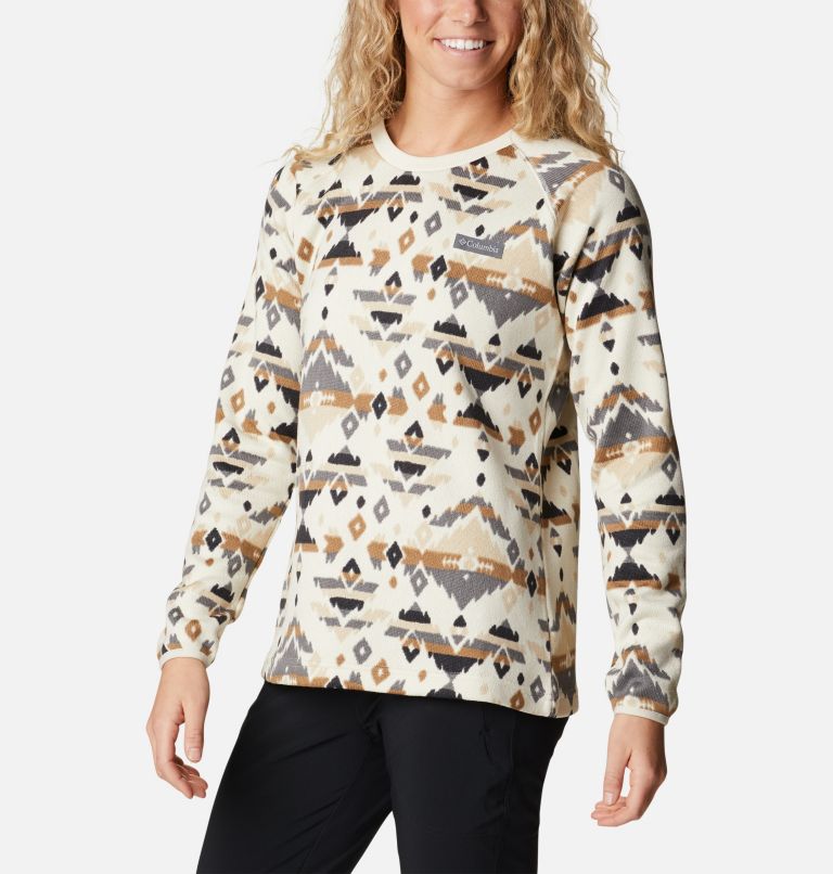 Thumbnail: Women's Sweater Weather Fleece Crew Shirt, Color: Chalk Rocky MT Print, image 5