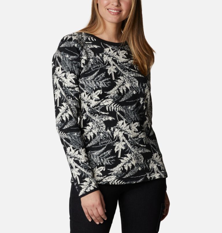 Thumbnail: Women's Sweater Weather Fleece Crew Shirt, Color: Chalk North Woods Tonal, image 5