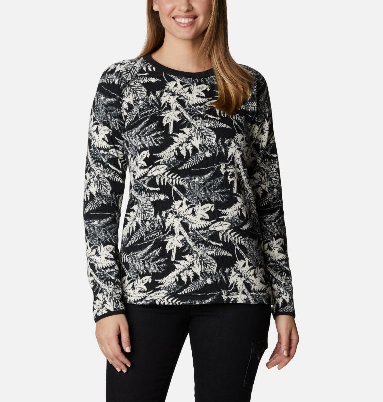 Thumbnail: Women's Sweater Weather Fleece Crew Shirt, Color: Chalk North Woods Tonal, image 1