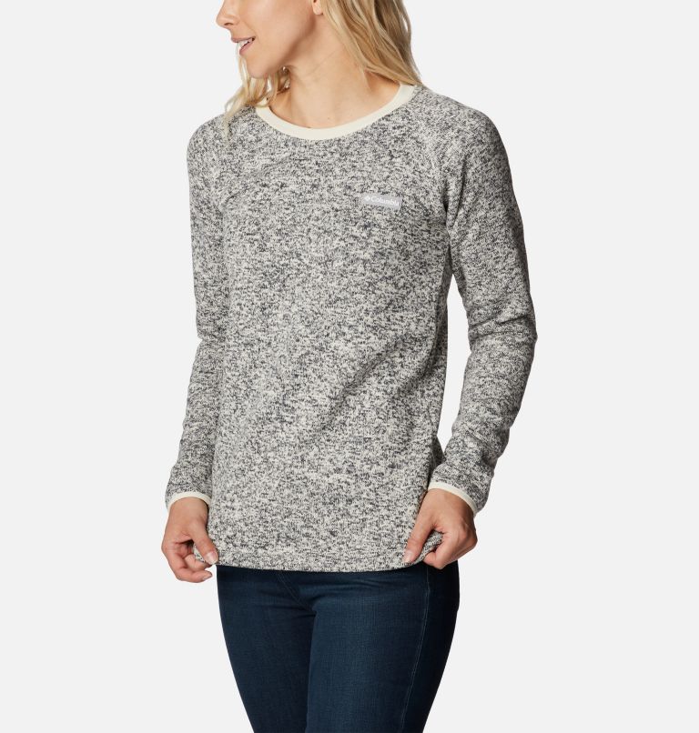 Women's Sweater Weather Fleece Crew Shirt, Color: Chalk Heather, image 5