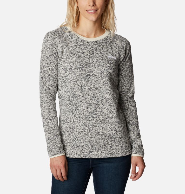 Women's Sweater Weather Fleece Crew Shirt, Color: Chalk Heather, image 1