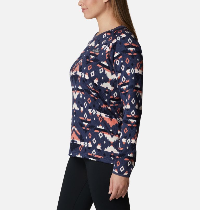 Women's Sweater Weather Fleece Crew Shirt, Color: Nocturnal Rocky MT Print, image 3