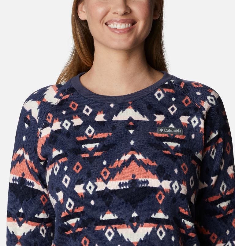 Women's Sweater Weather Fleece Crew Shirt, Color: Nocturnal Rocky MT Print, image 4