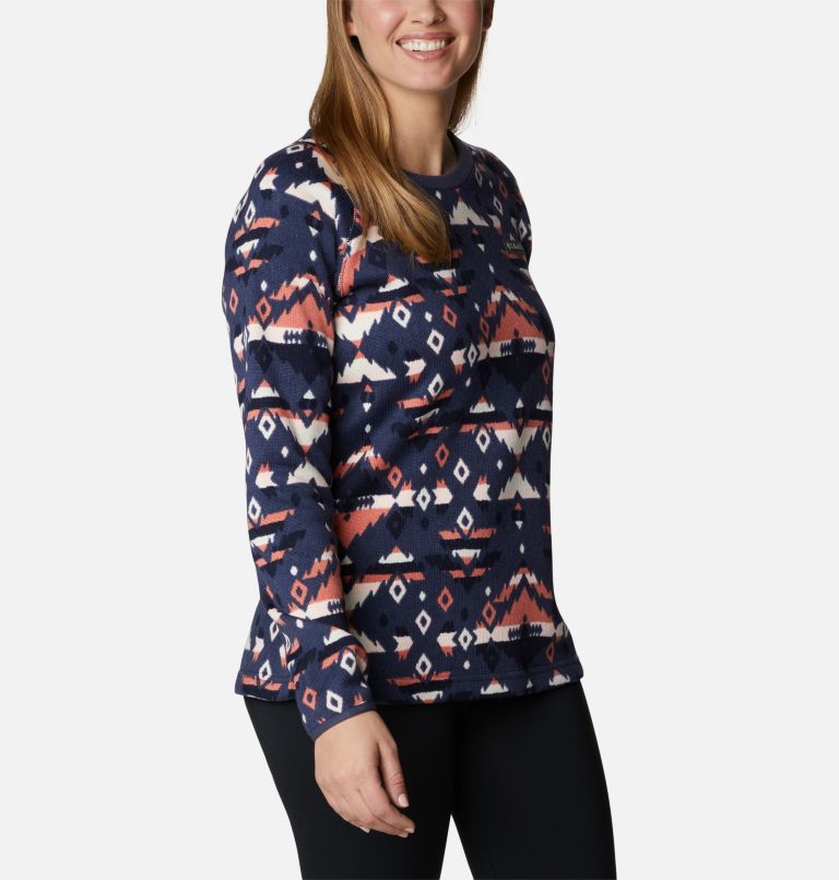 Women's Sweater Weather Fleece Crew Shirt, Color: Nocturnal Rocky MT Print, image 5