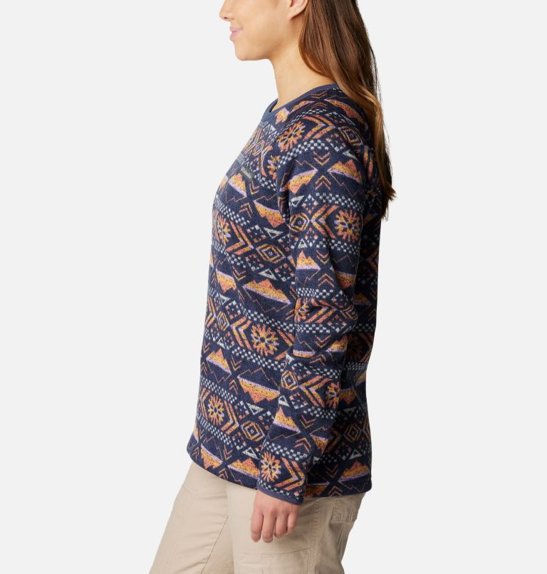 Women's Sweater Weather Fleece Crew Shirt, Color: Nocturnal Pinecones, image 3