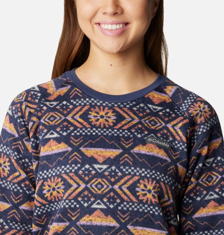 Women's Sweater Weather Fleece Crew Shirt, Color: Nocturnal Pinecones, image 4