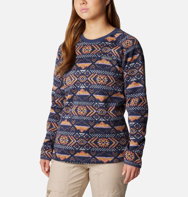 Women's Sweater Weather Fleece Crew Shirt, Color: Nocturnal Pinecones, image 5