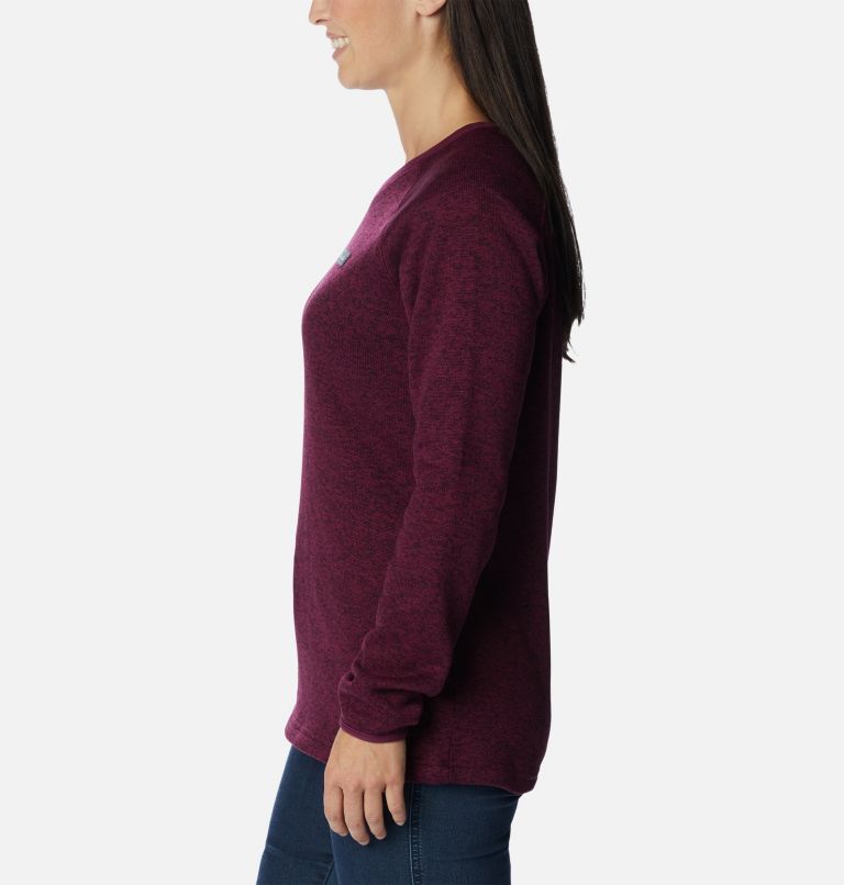 Thumbnail: Women's Sweater Weather Fleece Crew Shirt, Color: Marionberry Heather, image 3