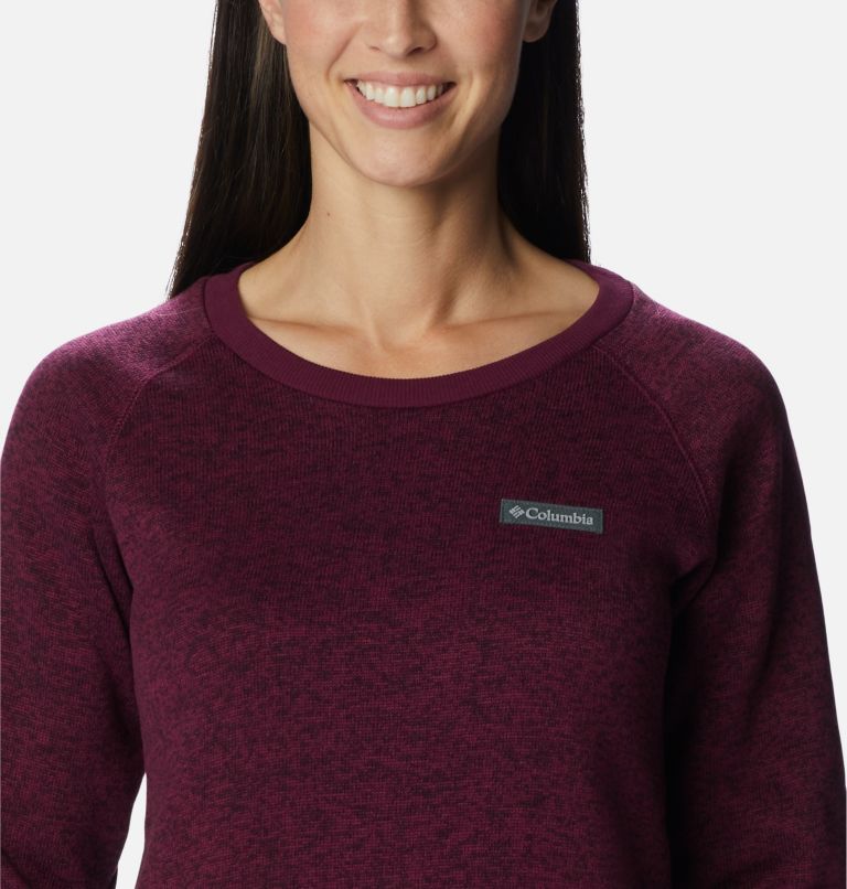 Women's Sweater Weather Fleece Crew Shirt, Color: Marionberry Heather, image 4