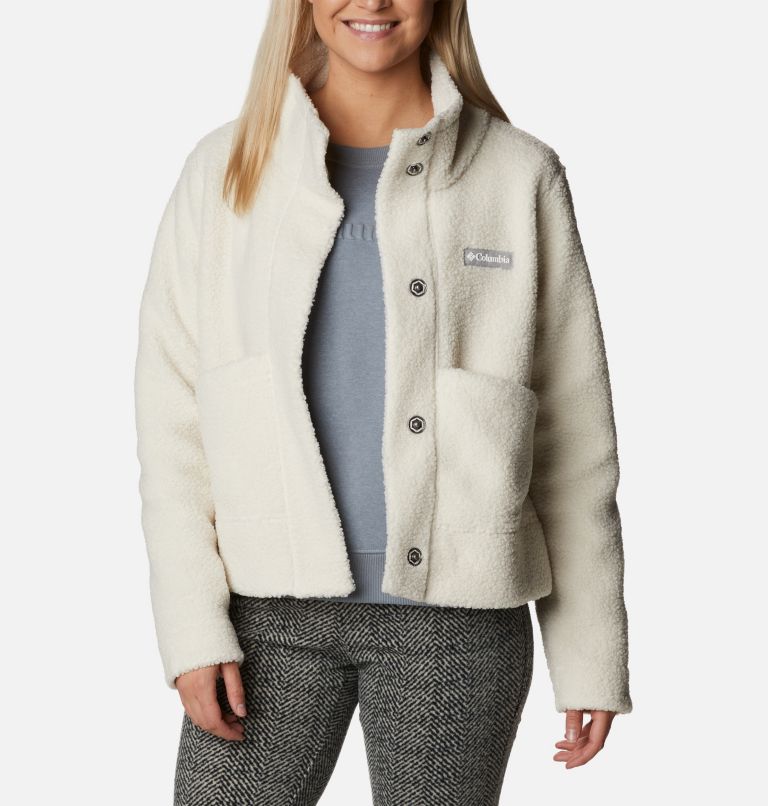 Thumbnail: Women's Panorama Snap Fleece Jacket, Color: Chalk, image 6