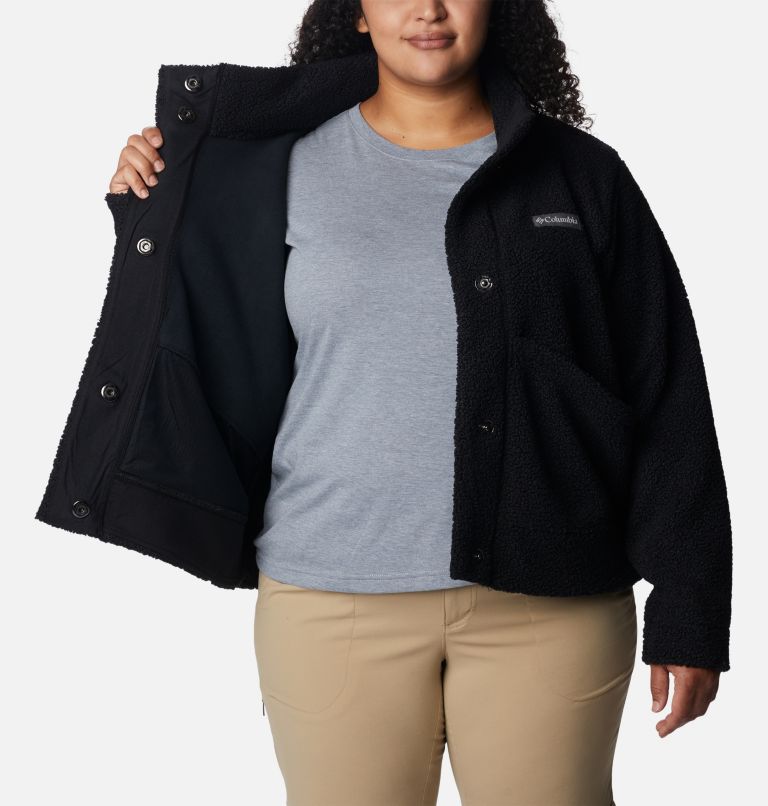 Women's Panorama Snap Fleece Jacket - Plus Size, Color: Black, image 5