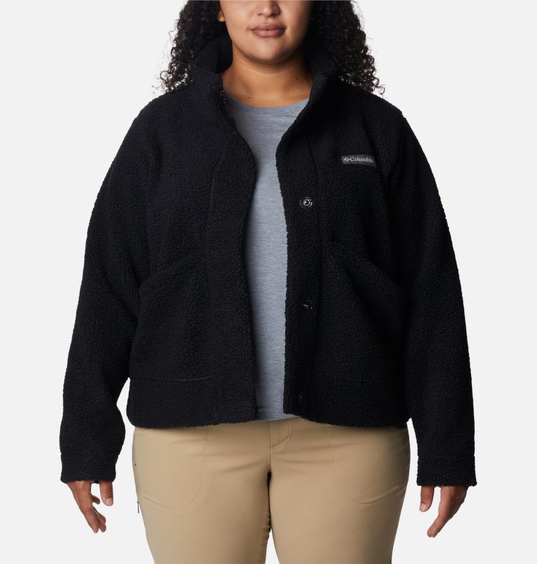 Women's Panorama Snap Fleece Jacket - Plus Size, Color: Black, image 6