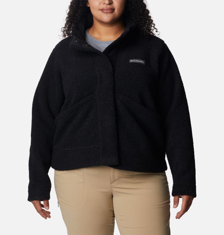 Women's Panorama Snap Fleece Jacket - Plus Size, Color: Black, image 1