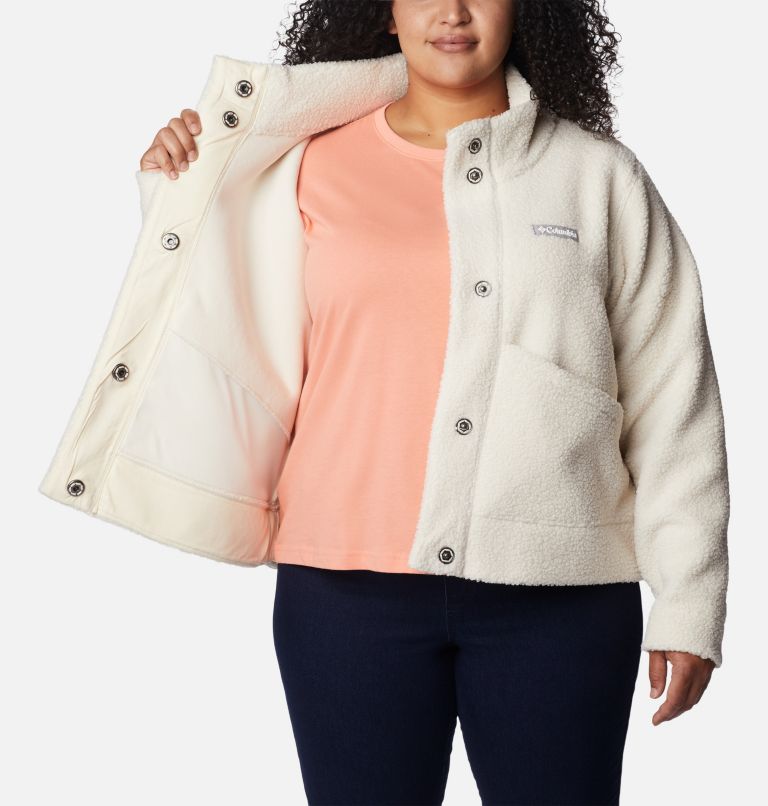 Women's Panorama Snap Fleece Jacket - Plus Size, Color: Chalk, image 5