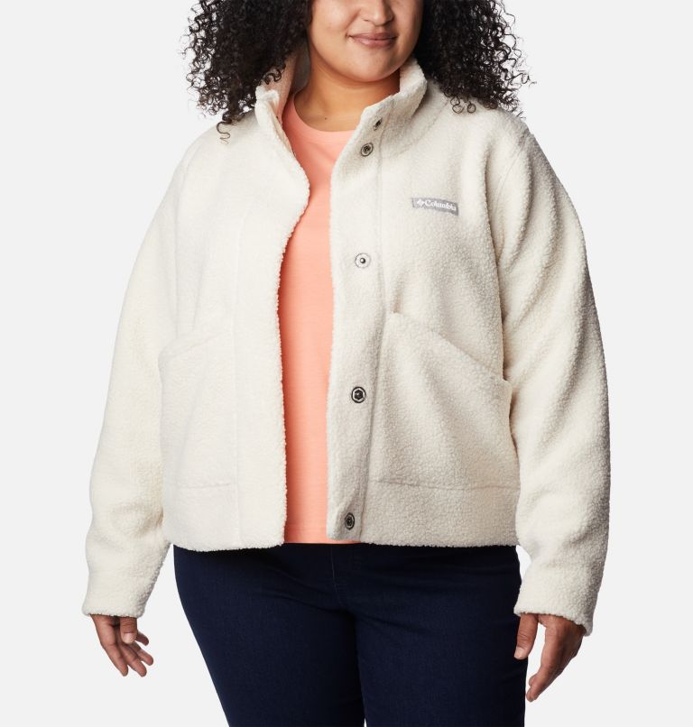 Women's Panorama Snap Fleece Jacket - Plus Size, Color: Chalk, image 6
