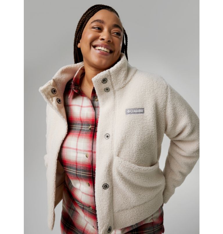 Women's Panorama Snap Fleece Jacket - Plus Size, Color: Chalk, image 7