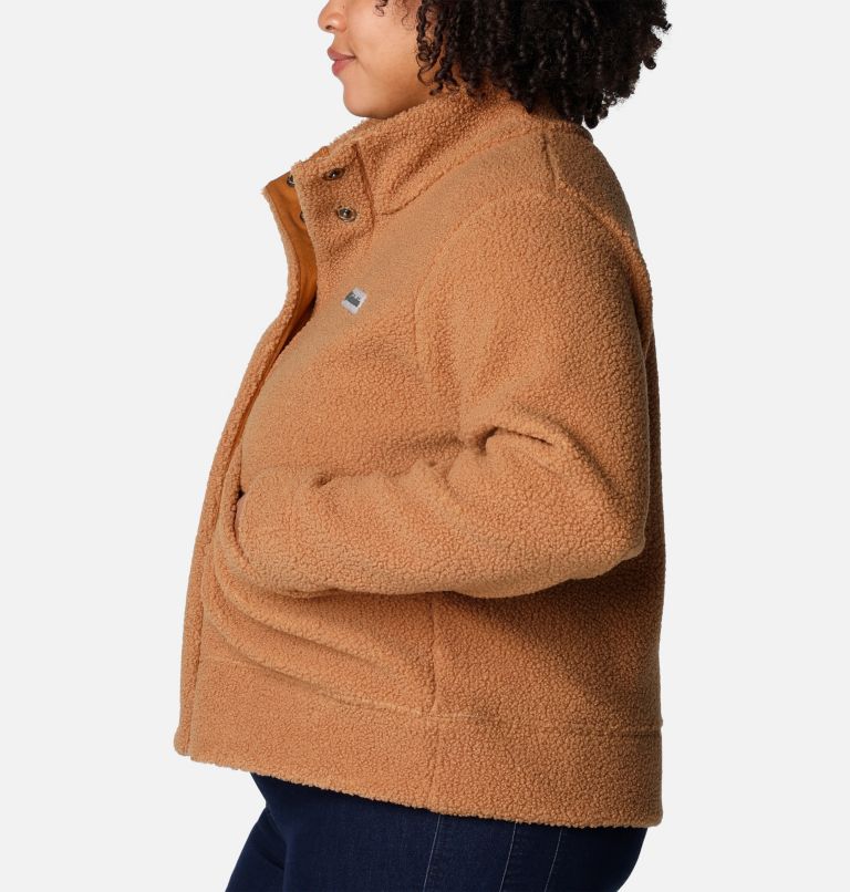 Women's Panorama Snap Fleece Jacket - Plus Size, Color: Camel Brown, image 3