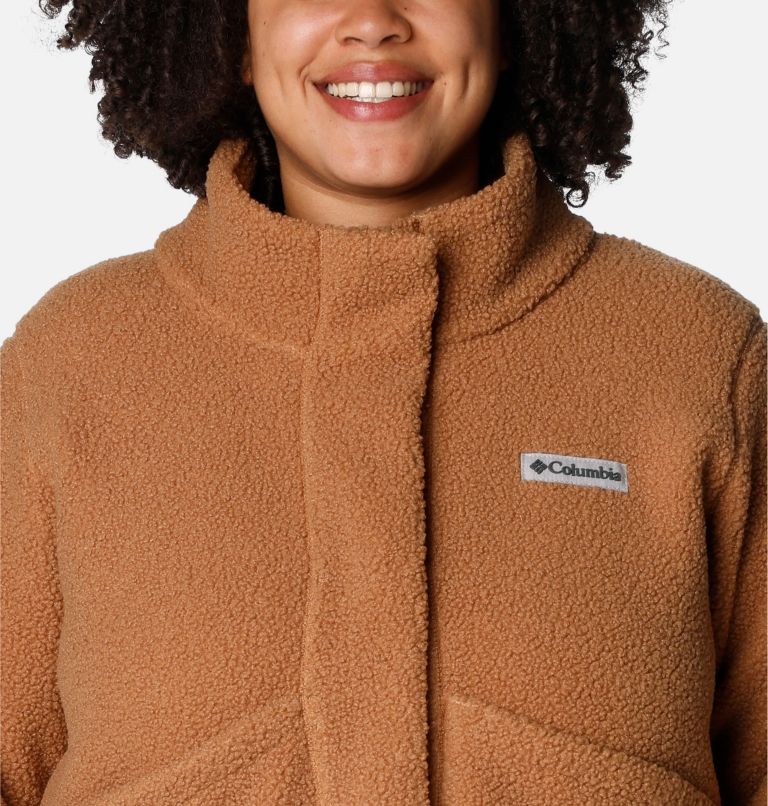 Women's Panorama Snap Fleece Jacket - Plus Size, Color: Camel Brown, image 4
