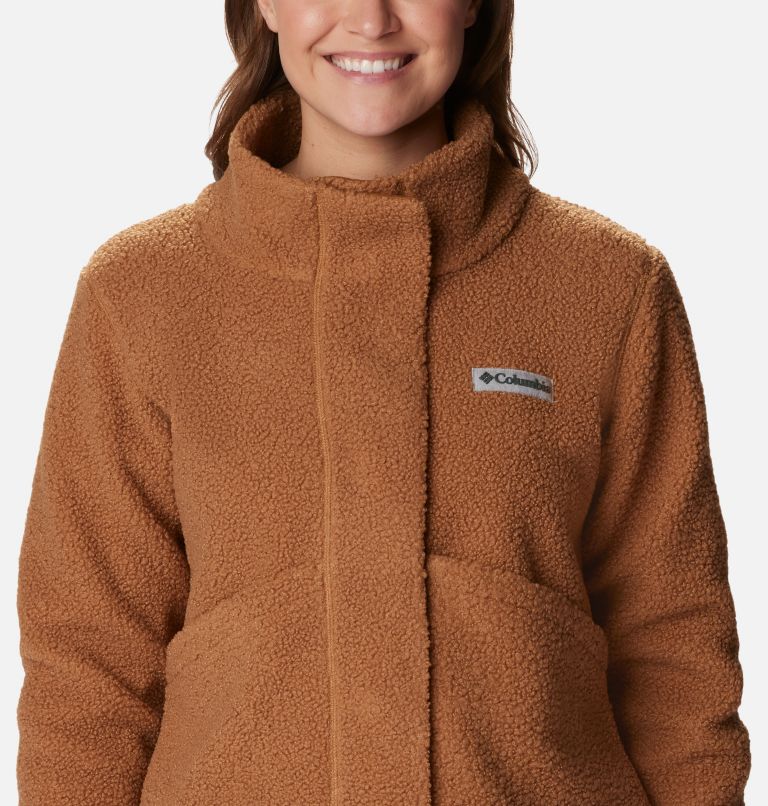 Women's Panorama Snap Fleece Jacket, Color: Camel Brown, image 4