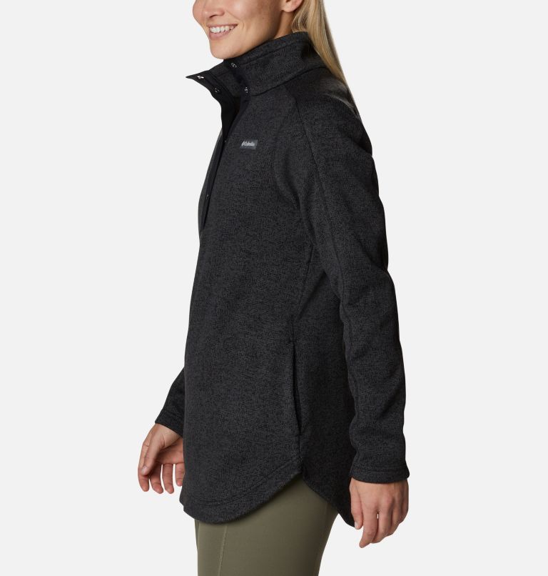 Women's Sweater Weather Fleece Tunic, Color: Black Heather, image 3