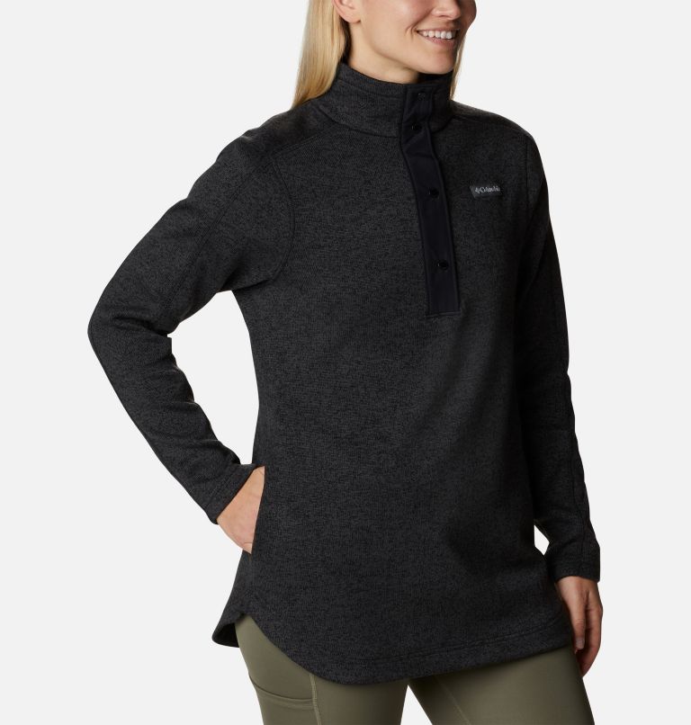 Women's Sweater Weather Fleece Tunic, Color: Black Heather, image 5