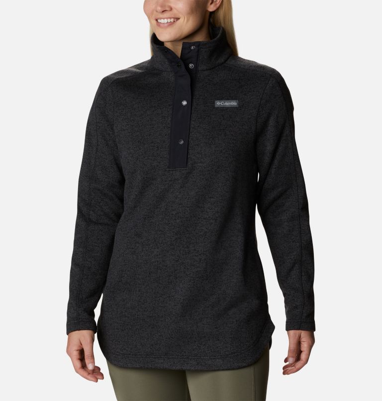 Thumbnail: Women's Sweater Weather Fleece Tunic, Color: Black Heather, image 1