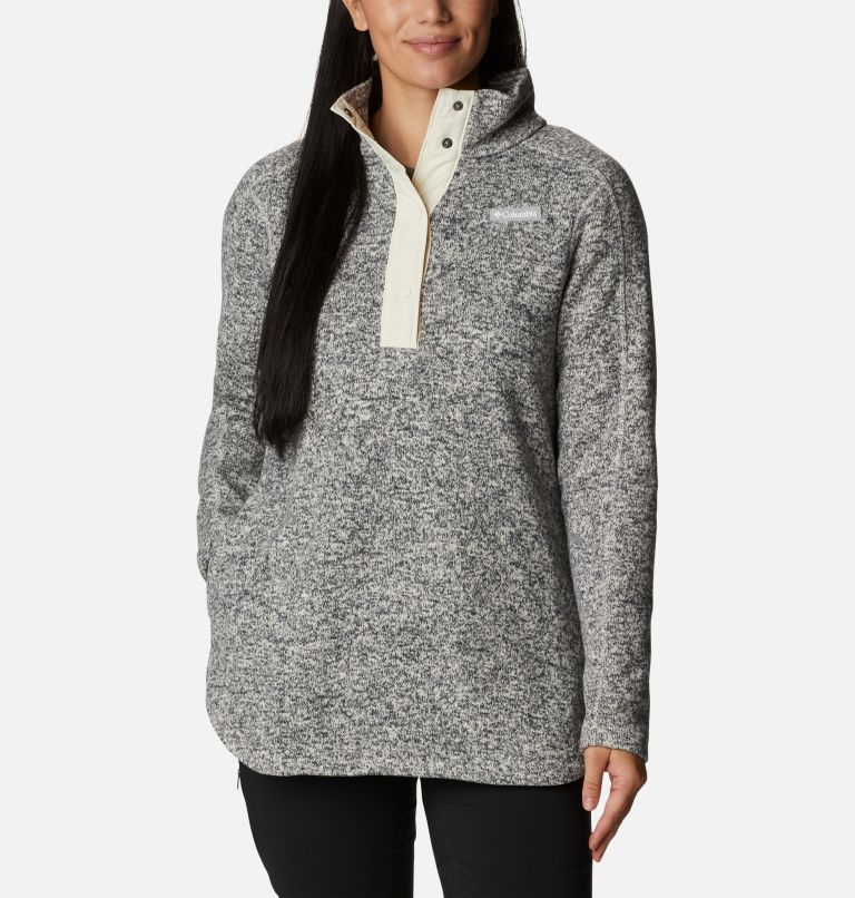 Essentials Women's Open-Neck Fleece Tunic Sweatshirt