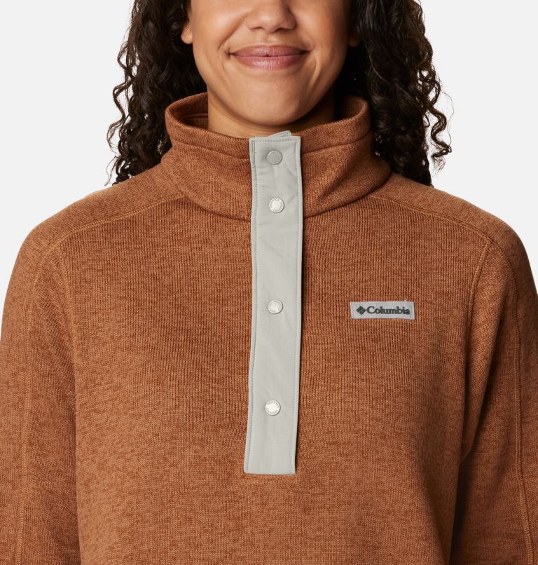 Women's Sweater Weather Fleece Tunic, Color: Camel Brown Heather, image 4