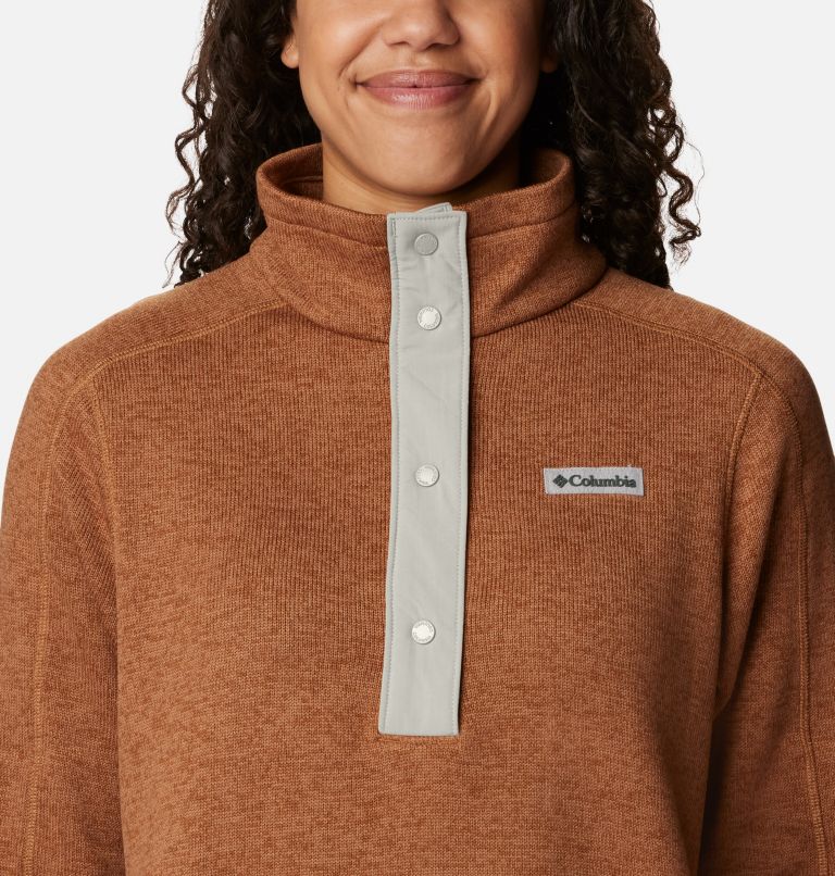 Thumbnail: Women's Sweater Weather Fleece Tunic, Color: Camel Brown Heather, image 4