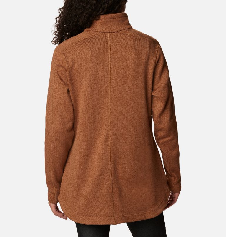 Thumbnail: Women's Sweater Weather Fleece Tunic, Color: Camel Brown Heather, image 2
