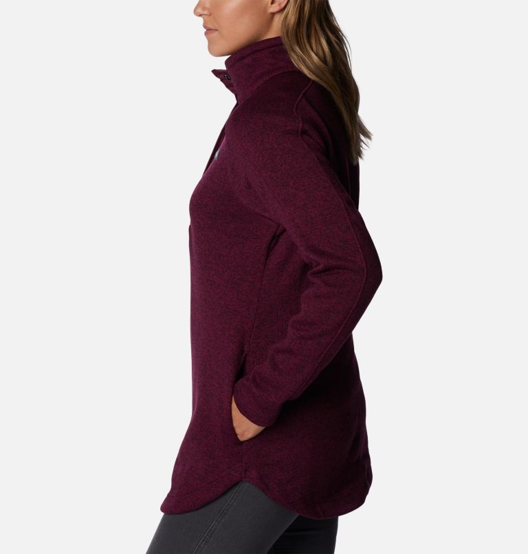 Thumbnail: Women's Sweater Weather Fleece Tunic, Color: Marionberry Heather, image 3
