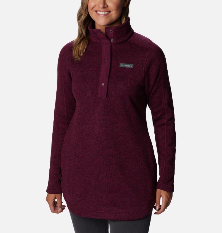 Thumbnail: Women's Sweater Weather Fleece Tunic, Color: Marionberry Heather, image 1