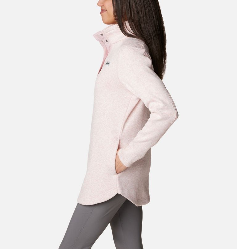 Women's Sweater Weather Fleece Tunic, Color: Dusty Pink Heather, image 3