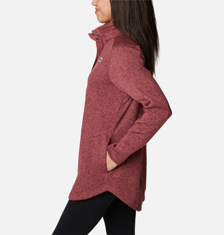 Women's Sweater Weather Fleece Tunic, Color: Beetroot Heather, image 3