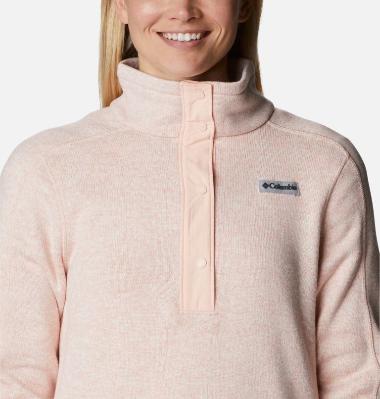 Thumbnail: Women's Sweater Weather Fleece Tunic, Color: Peach Blossom Heather, image 4